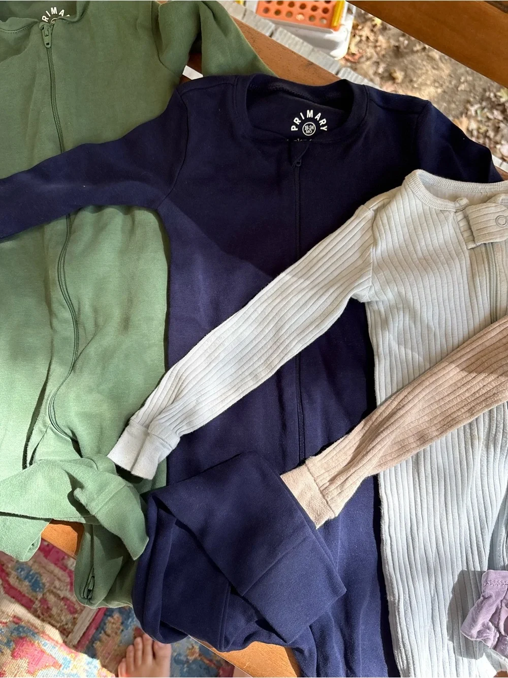 Organic Cotton 18 month onesies - Green, Navy, Light Blue, Lavender